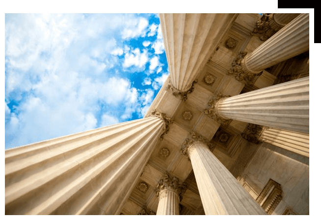 Looking up at the columns of the U.S. Supreme Court